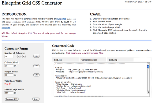 générateur de grille CSS blueprint